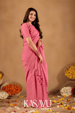 Kasavu Pink Gini Cotton Saree