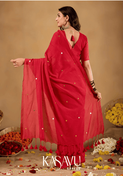 Kasavu Red Gini Cotton Saree