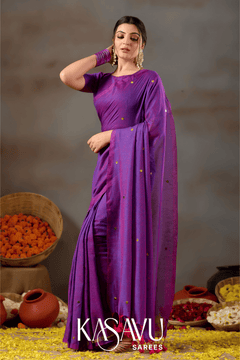 Kasavu Purpal Gini Cotton Saree