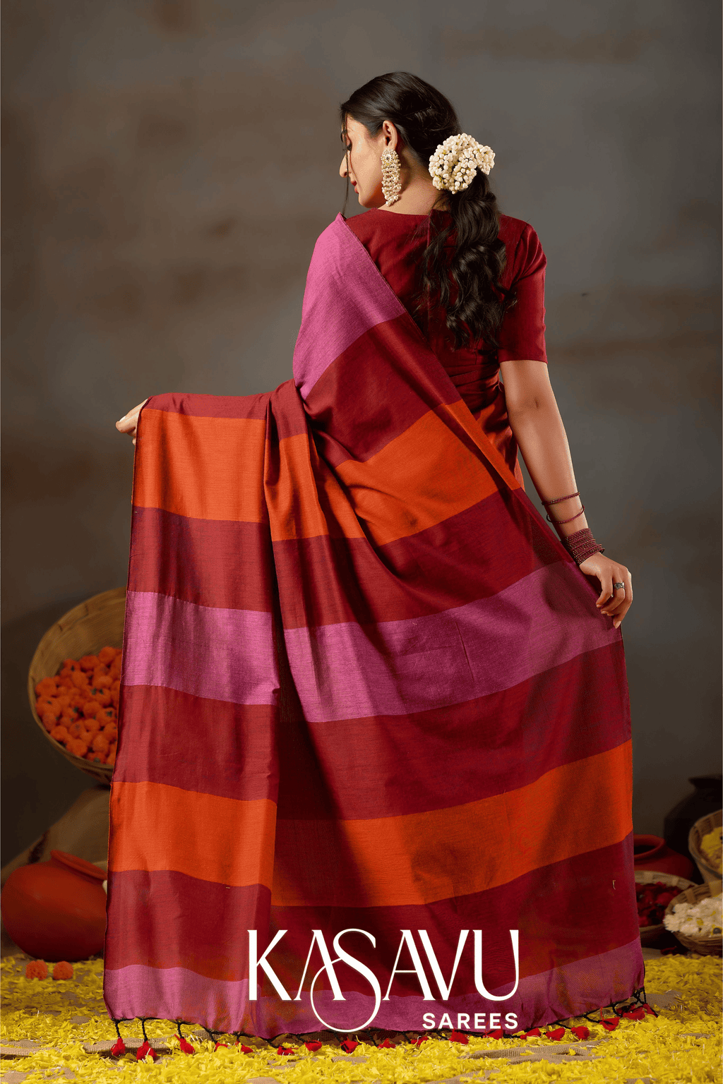 Kasavu Multi Khadi Cotton Saree