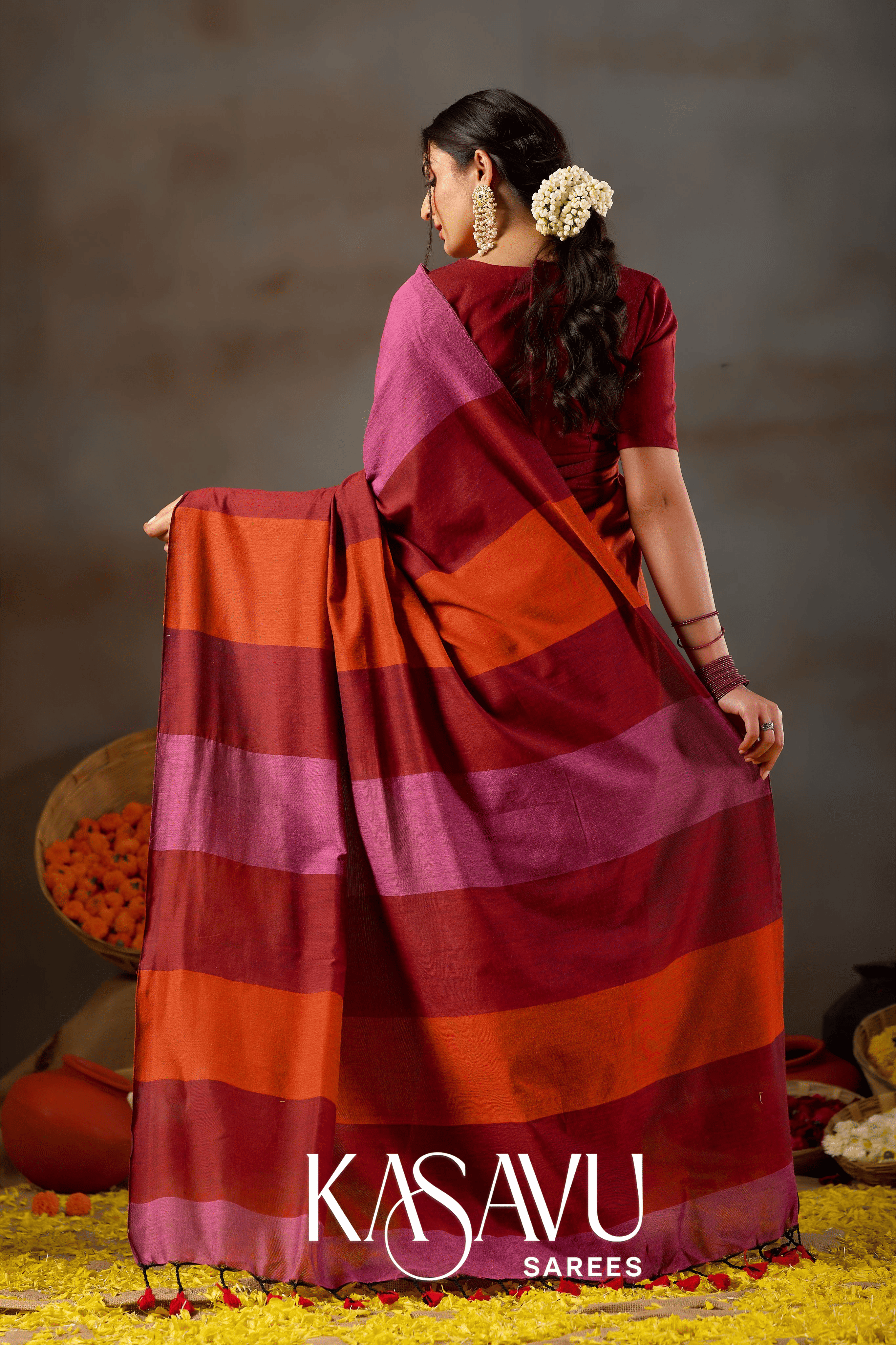 Kasavu Multi Khadi Cotton Saree