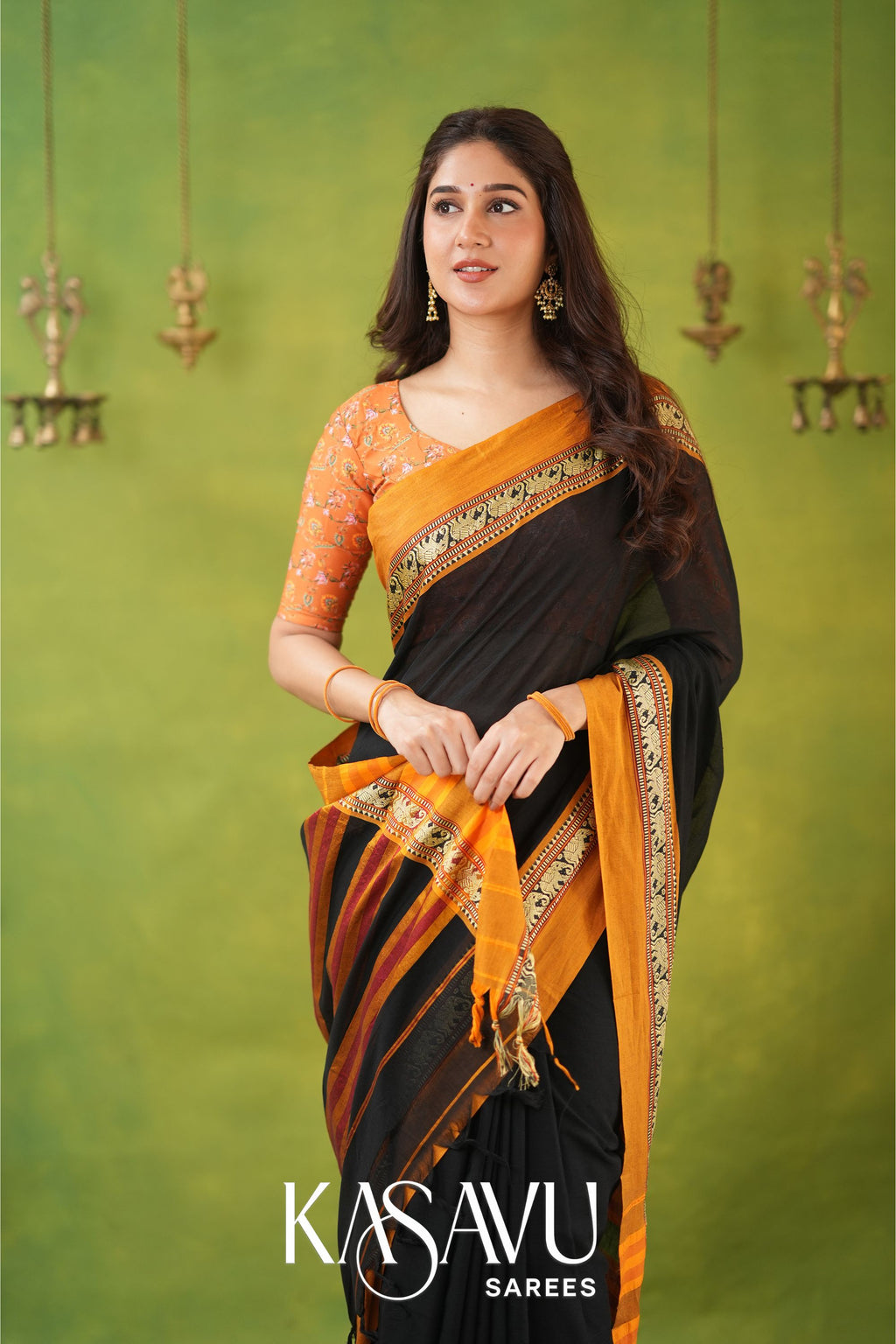 Kasavu Black Narayanpet Cotton Saree