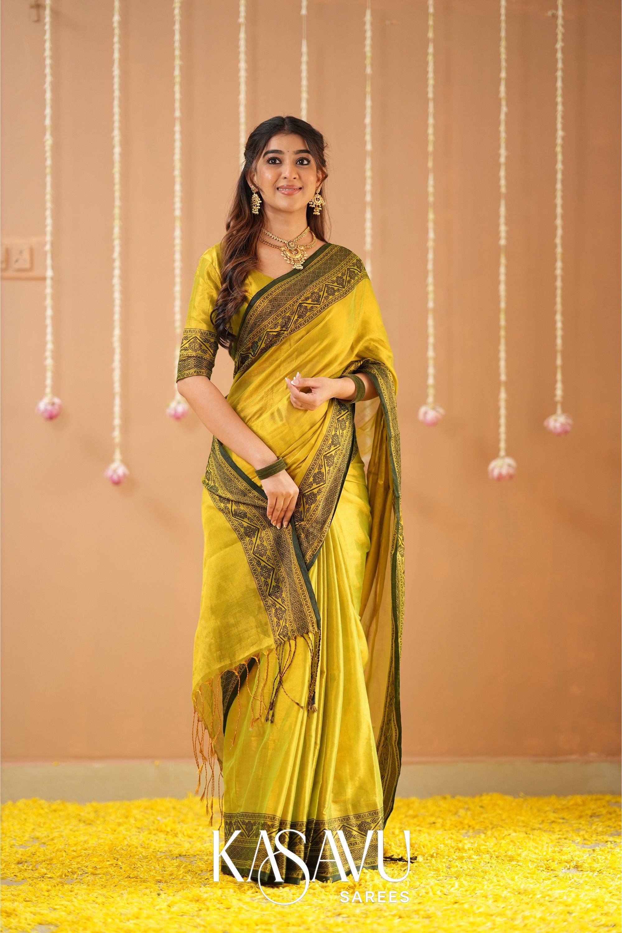 Kasavu Yellow Tissue Cotten Saree