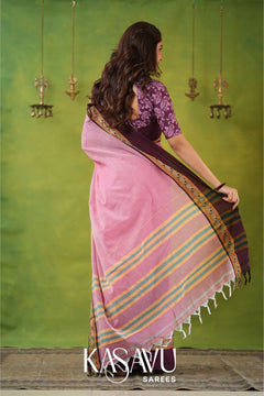 Kasavu Pink Narayanpet Cotton Saree