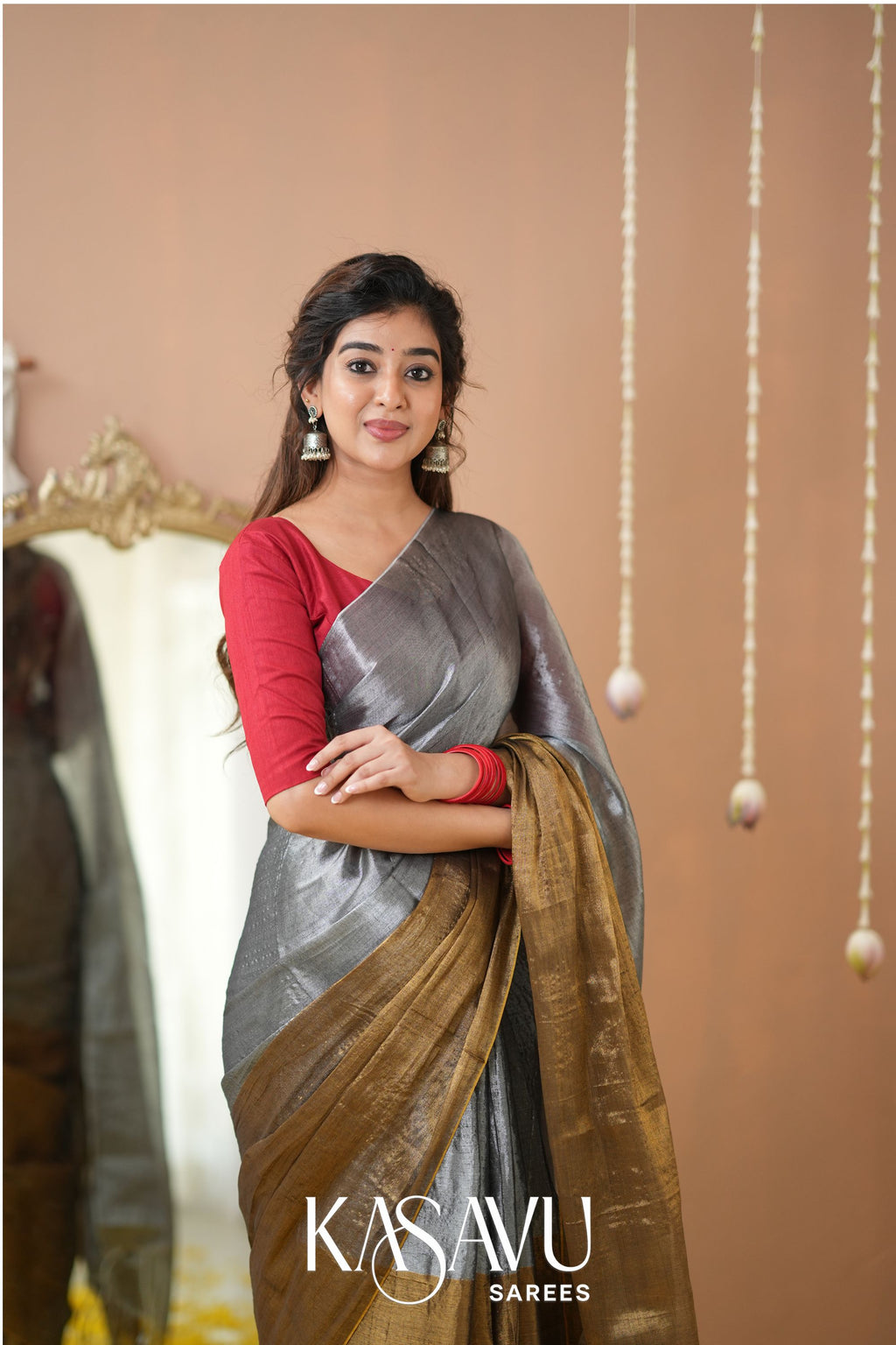 Kasavu Gold-Silver Tissue Cotten Saree