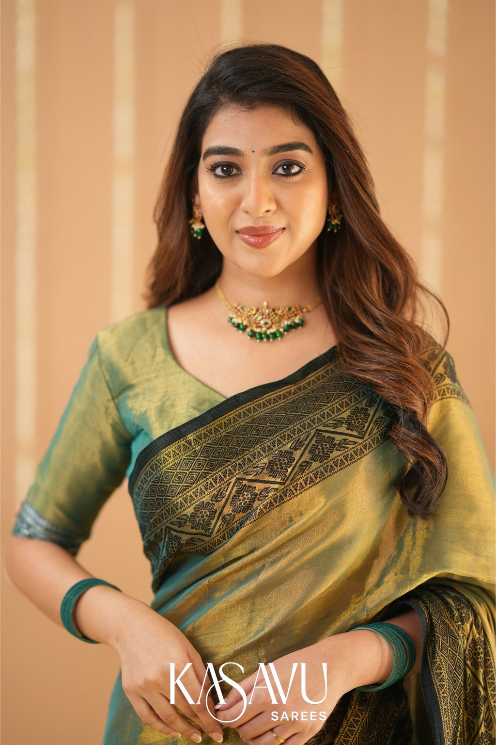 Kasavu Green Tissue Cotten Saree