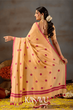 Kasavu Yellow Powerloom Print Cotton Saree