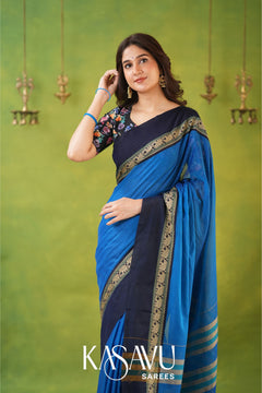 Kasavu Sky Narayanpet Cotton Saree