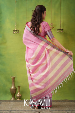 Kasavu Pink Narayanpet Cotton Saree