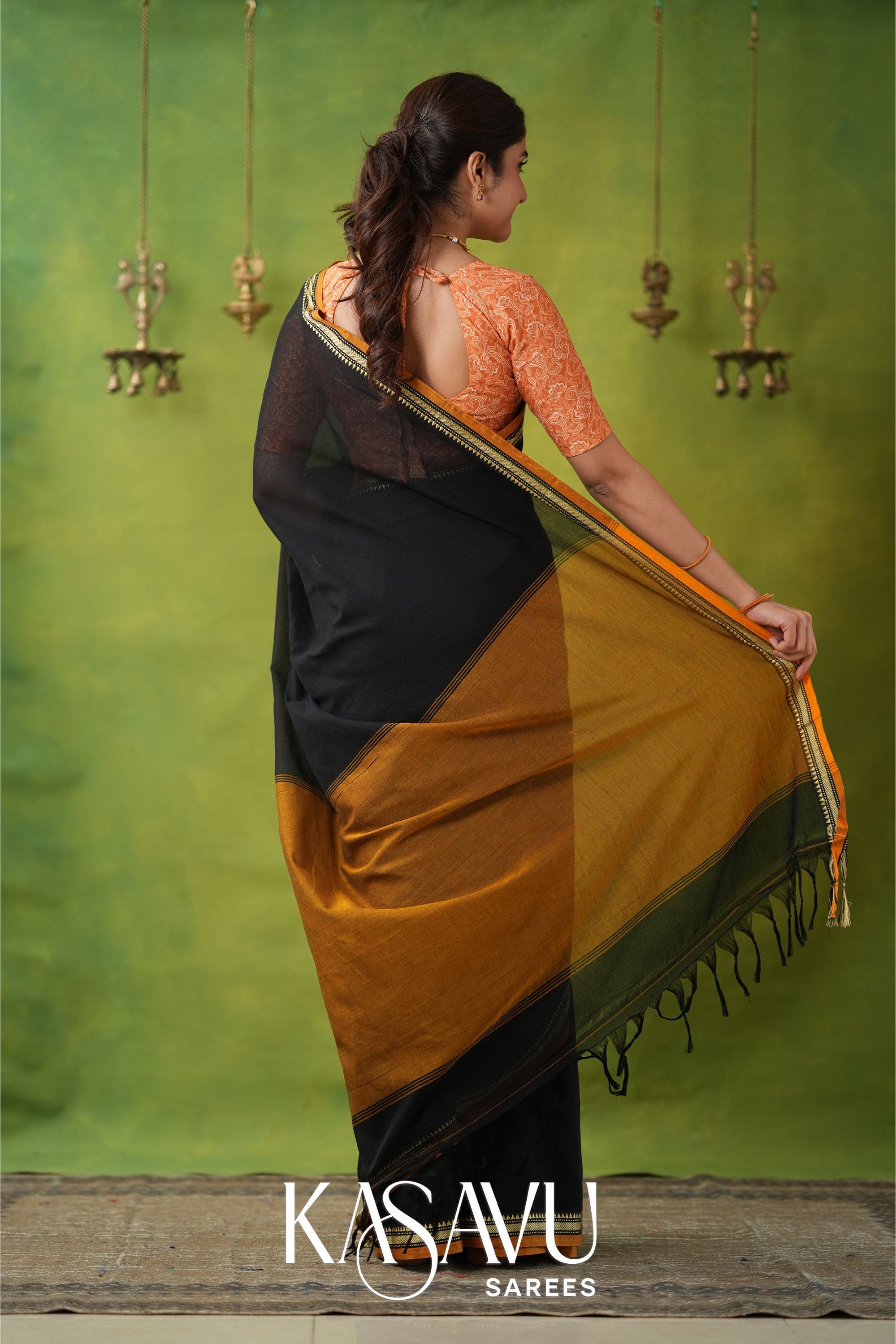 Kasavu Black Narayanpet Cotton Saree