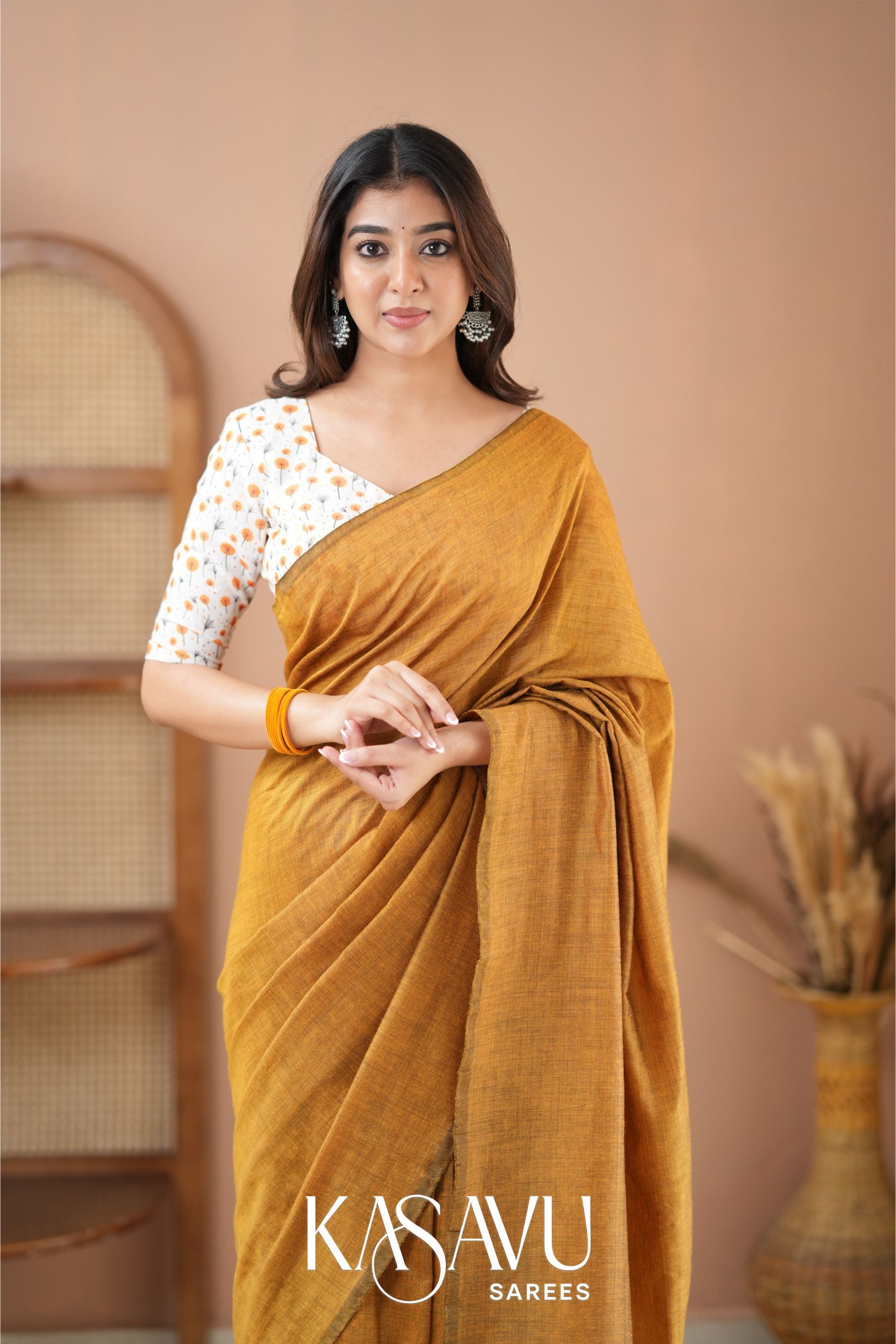 Kasavu Mustrad Powerloom Cotton Saree
