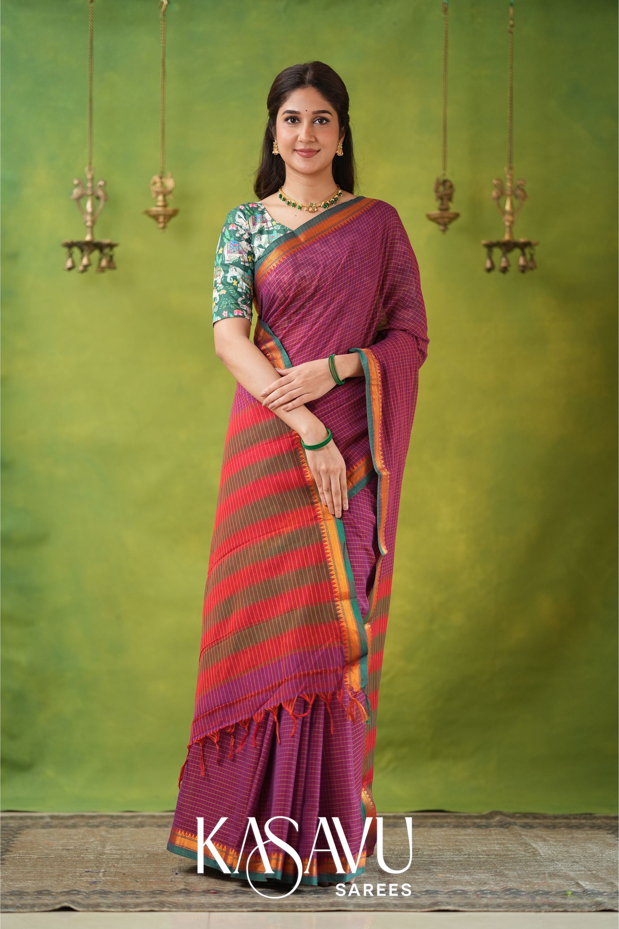 Kasavu Pink Narayanpet Cotton Saree