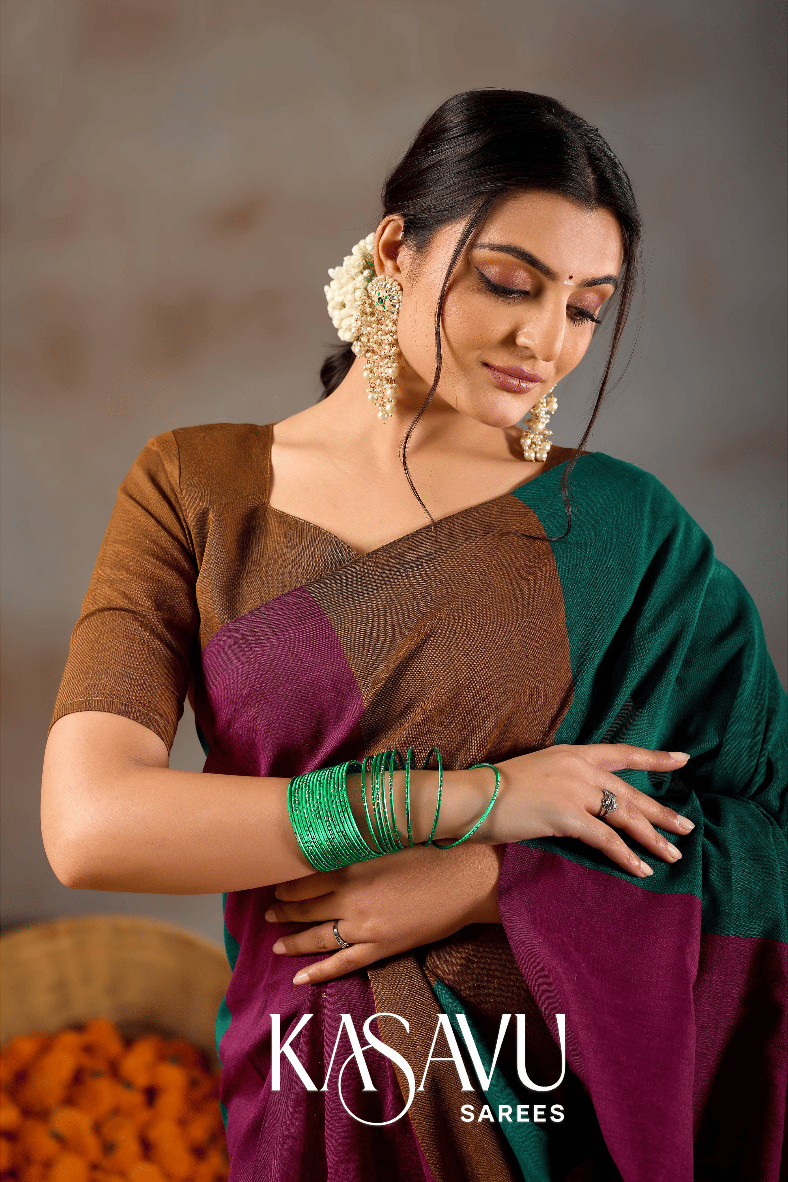 Kasavu Multi Khadi Cotton Saree