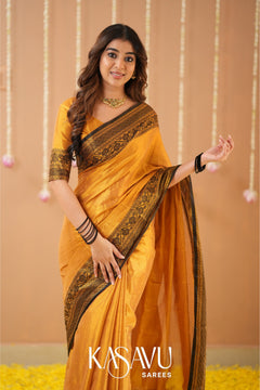 Kasavu Yellow Tissue Cotten Saree