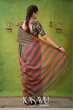 Kasavu Gray Narayanpet Cotton Saree