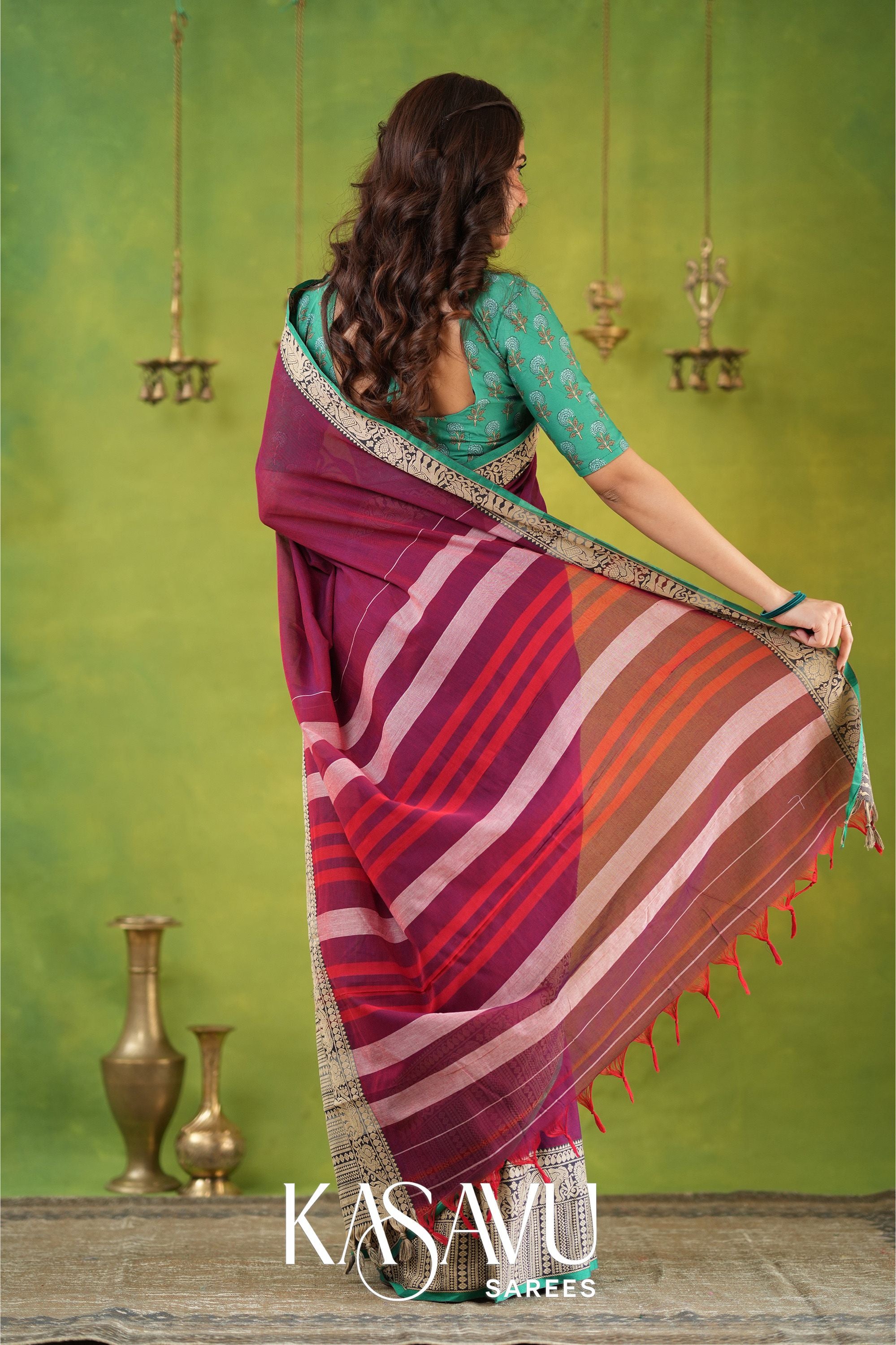 Kasavu Pink Narayanpet Cotton Saree