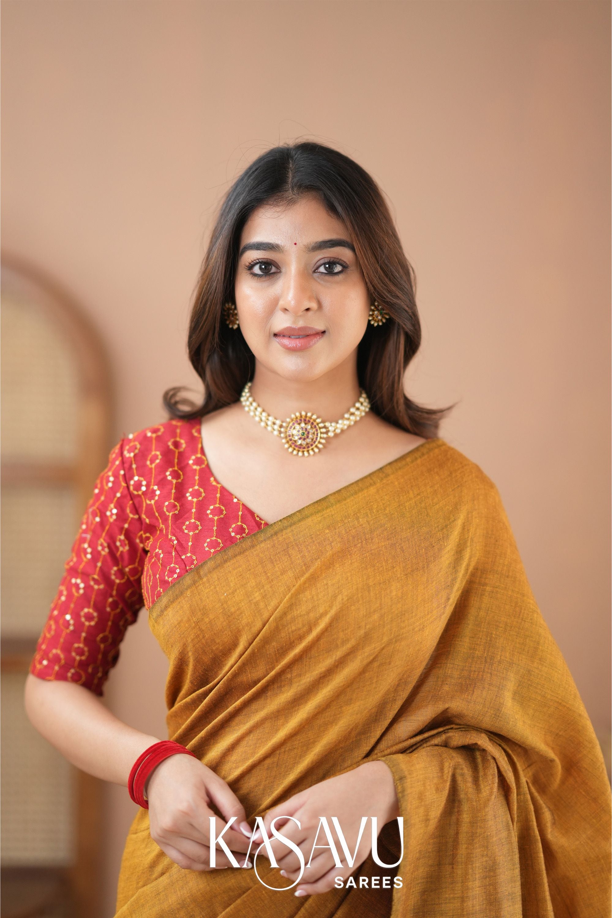 Kasavu Mustrad Powerloom Cotton Saree