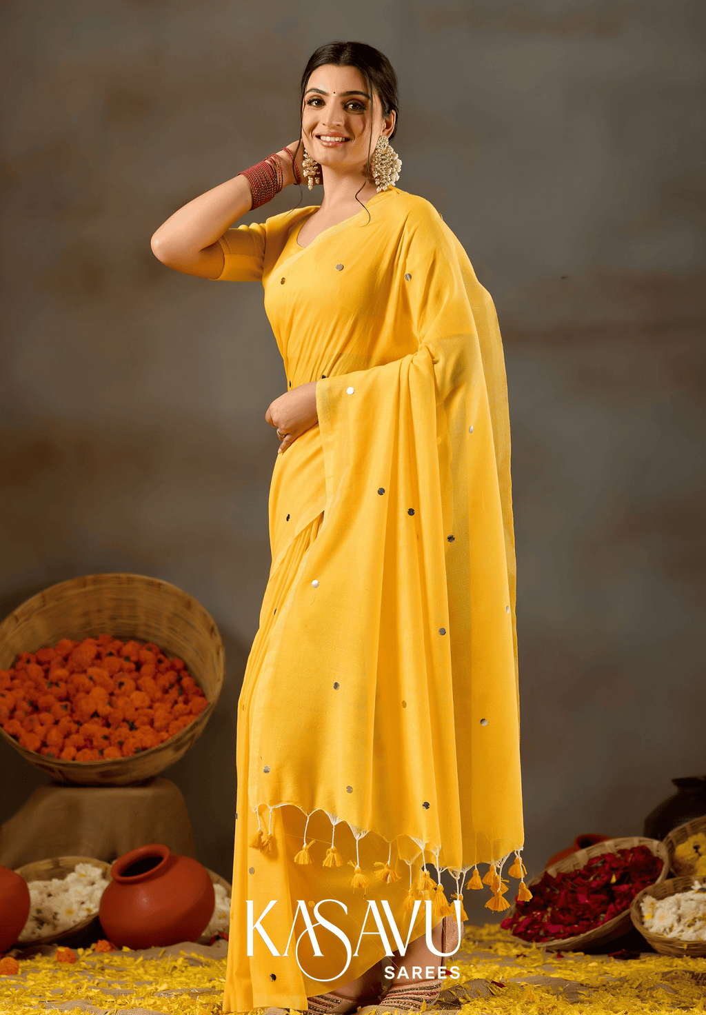 Kasavu Yellow Gini Cotton Saree