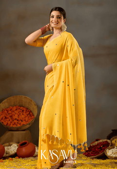 Kasavu Yellow Gini Cotton Saree