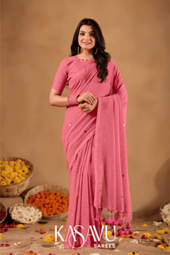 Kasavu Pink Gini Cotton Saree