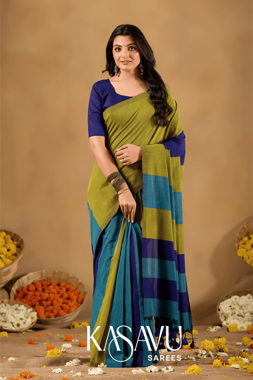 Kasavu Multi Khadi Cotton Saree