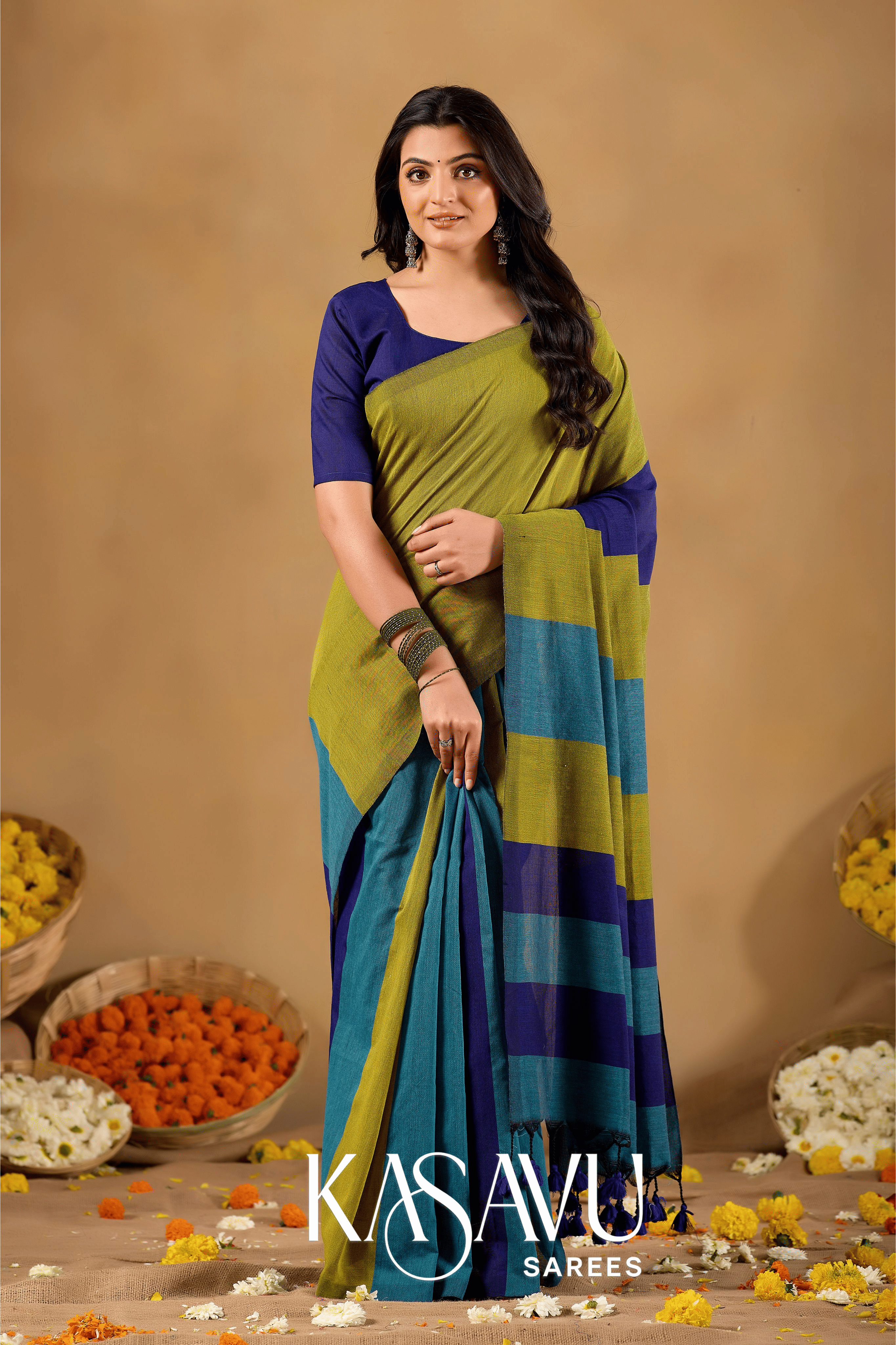 Kasavu Multi Khadi Cotton Saree