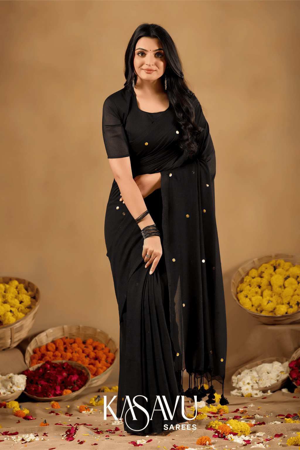 Kasavu Black Gini Cotton Saree