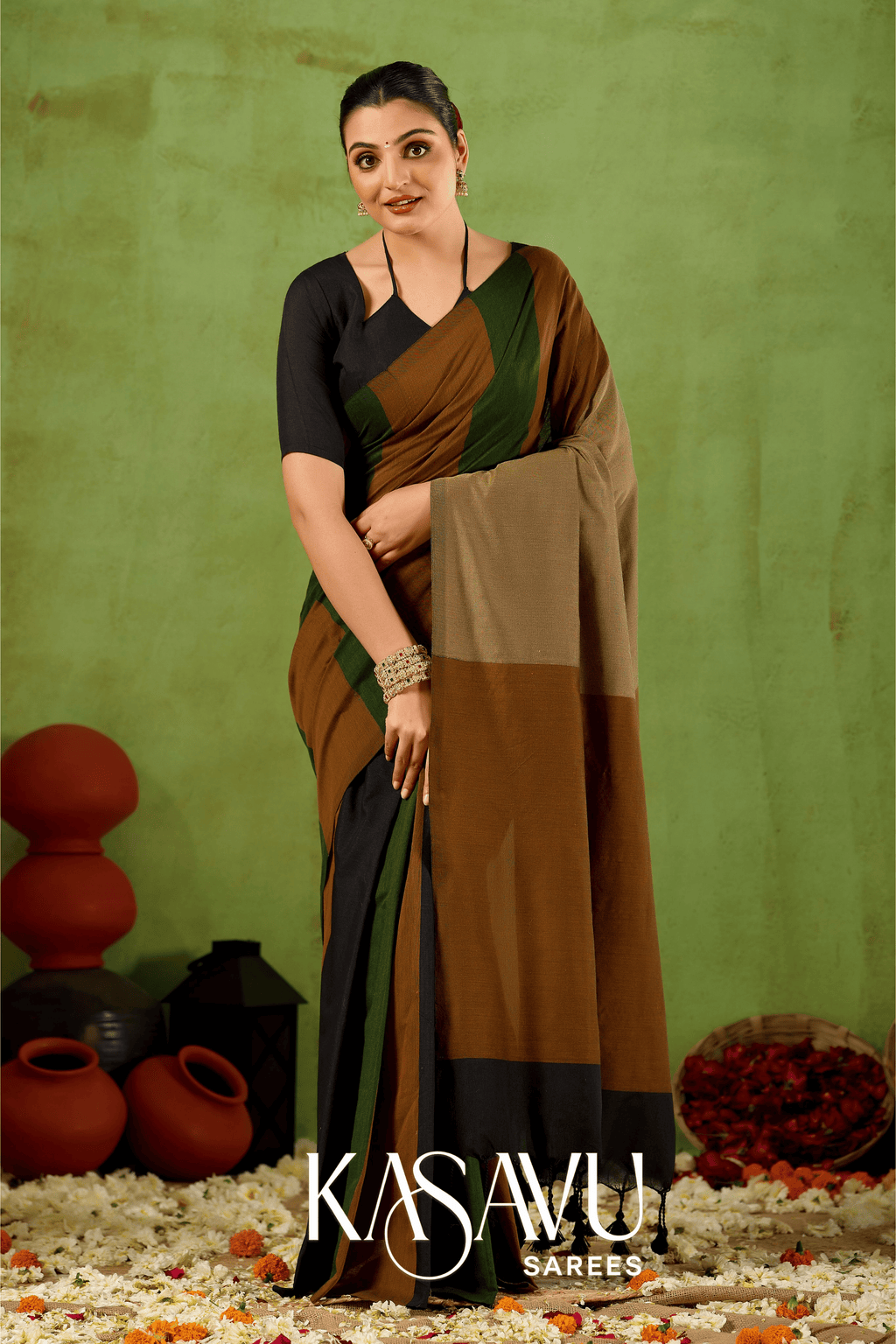 Kasavu Multi Khadi Cotton Saree