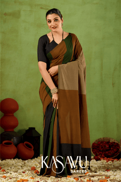 Kasavu Multi Khadi Cotton Saree