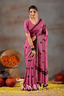 Kasavu Pink Powerloom Print Cotton Saree