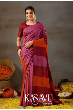 Kasavu Multi Khadi Cotton Saree