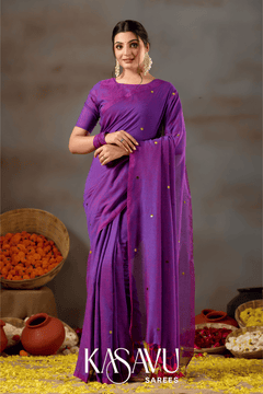 Kasavu Purpal Gini Cotton Saree