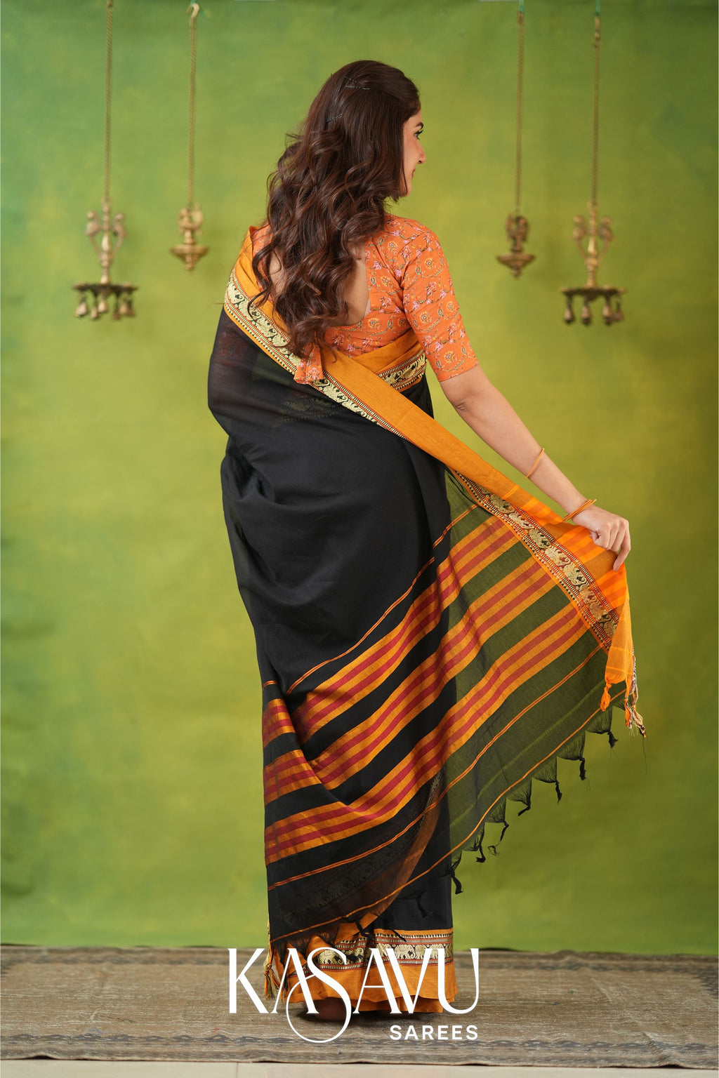 Kasavu Black Narayanpet Cotton Saree