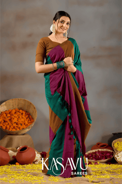 Kasavu Multi Khadi Cotton Saree
