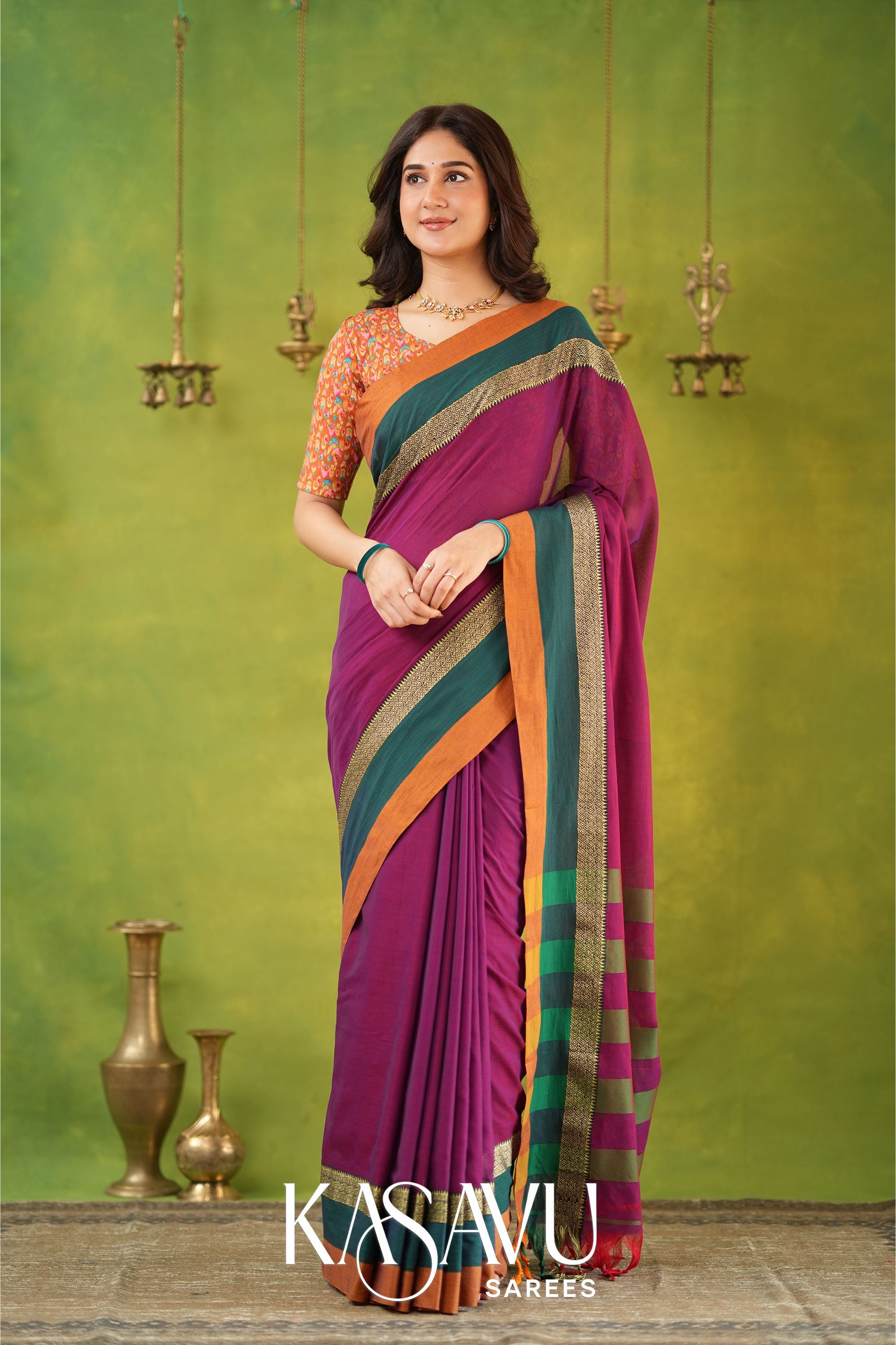 Kasavu Pink Narayanpet Cotton Saree