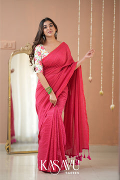 Kasavu Pink Stripe cotton Saree