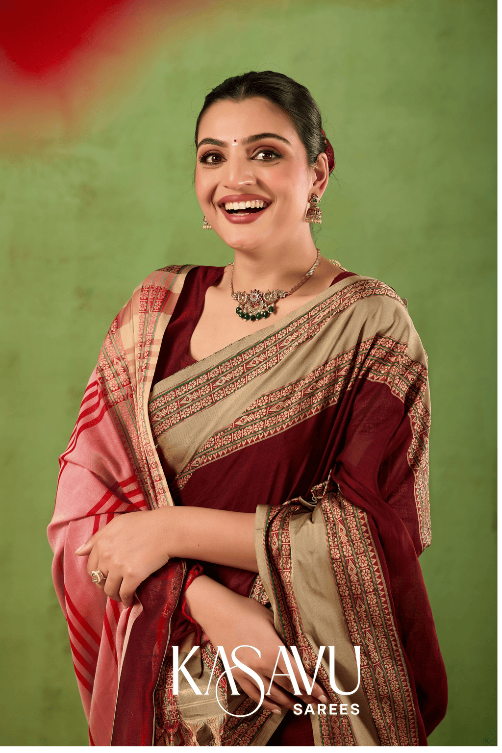 Kasavu Maroon Narayanpet Cotton Saree