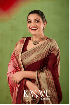 Kasavu Maroon Narayanpet Cotton Saree