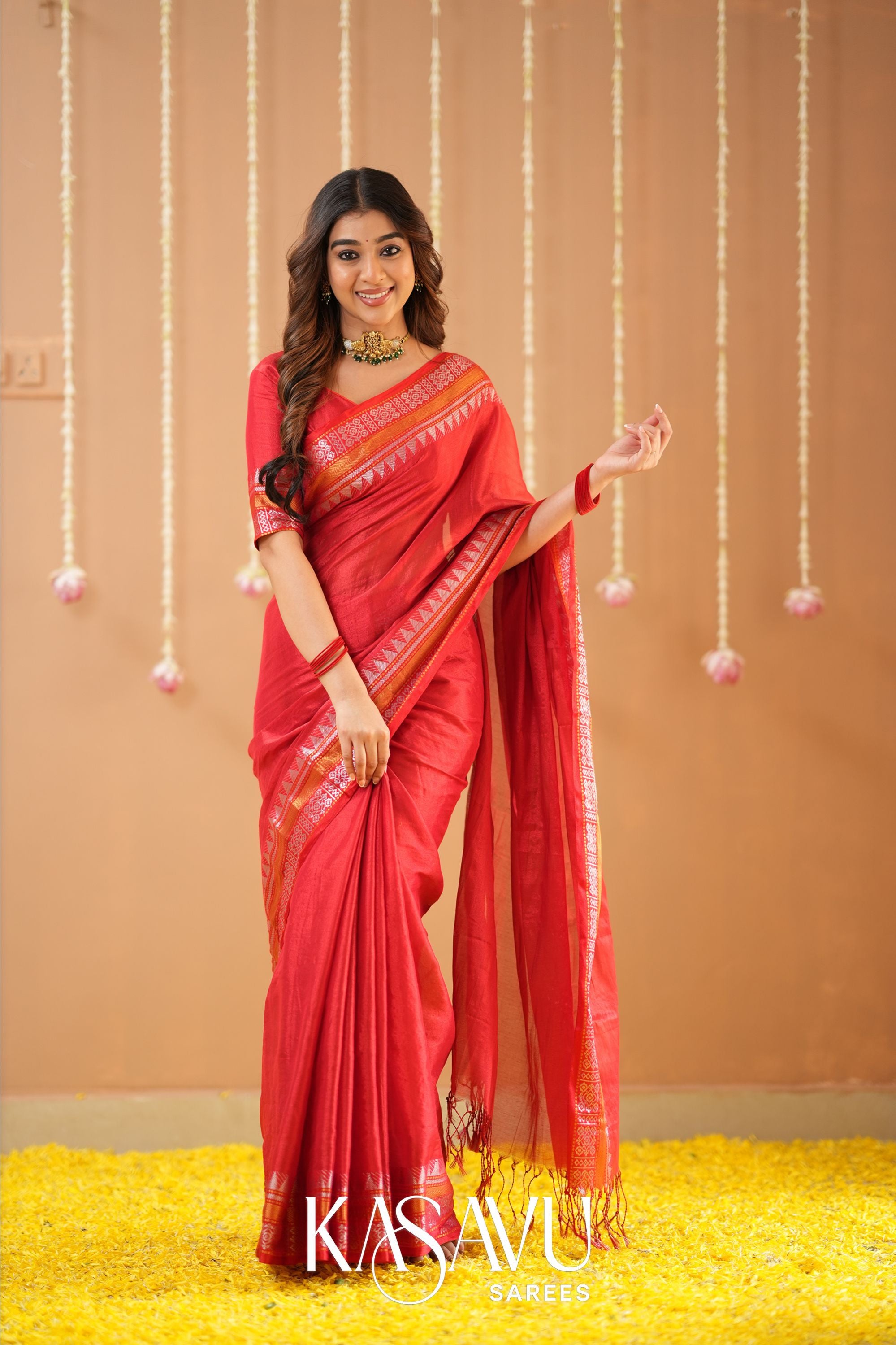 Kasavu Red Tissue Cotten Saree