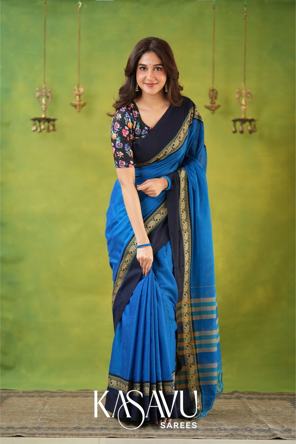 Kasavu Sky Narayanpet Cotton Saree