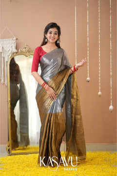 Kasavu Gold-Silver Tissue Cotten Saree