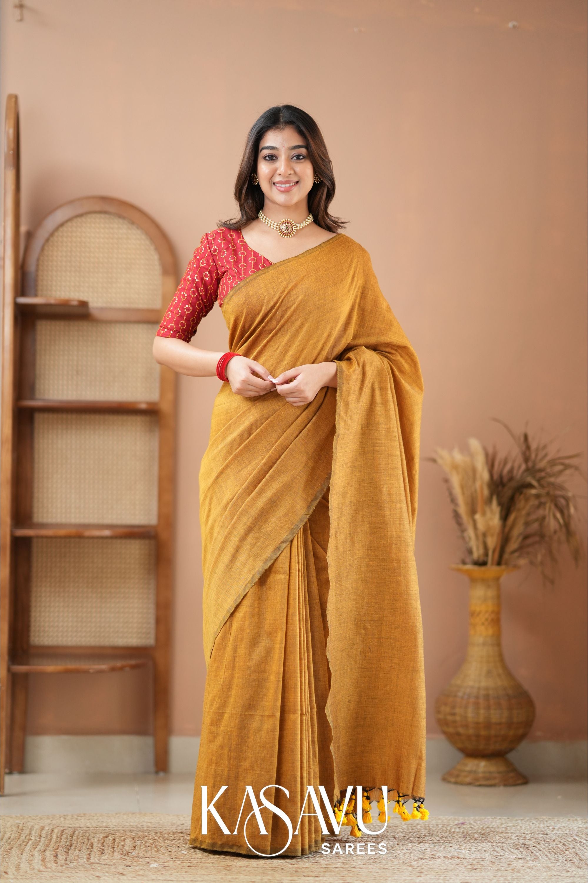 Kasavu Mustrad Powerloom Cotton Saree