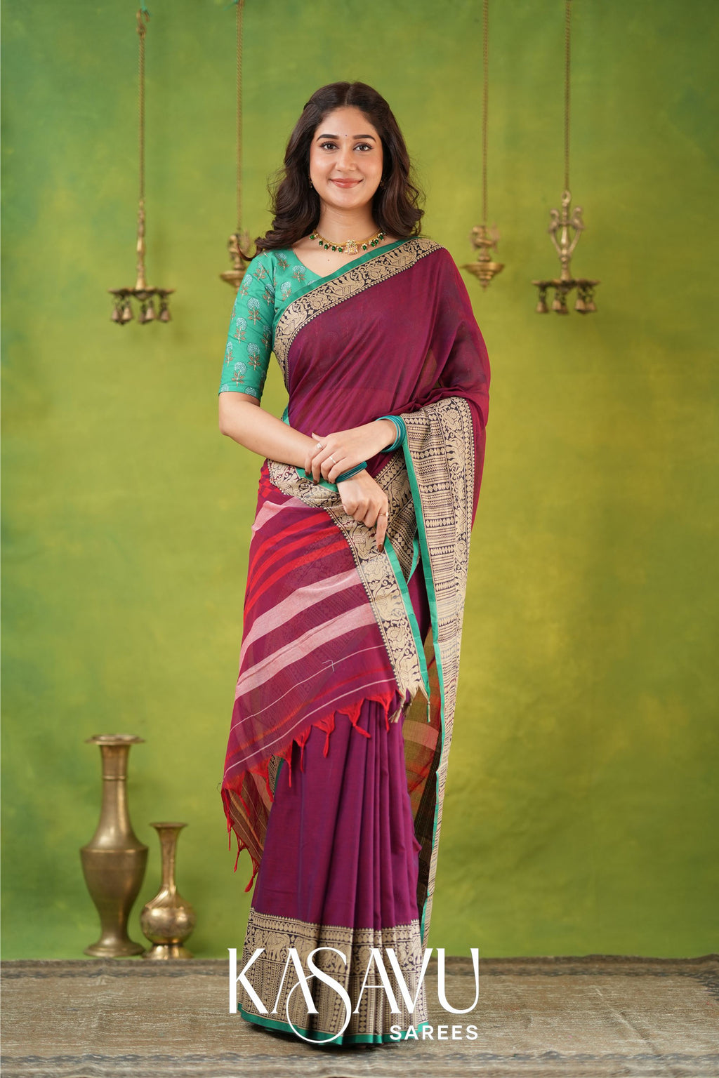 Kasavu Pink Narayanpet Cotton Saree