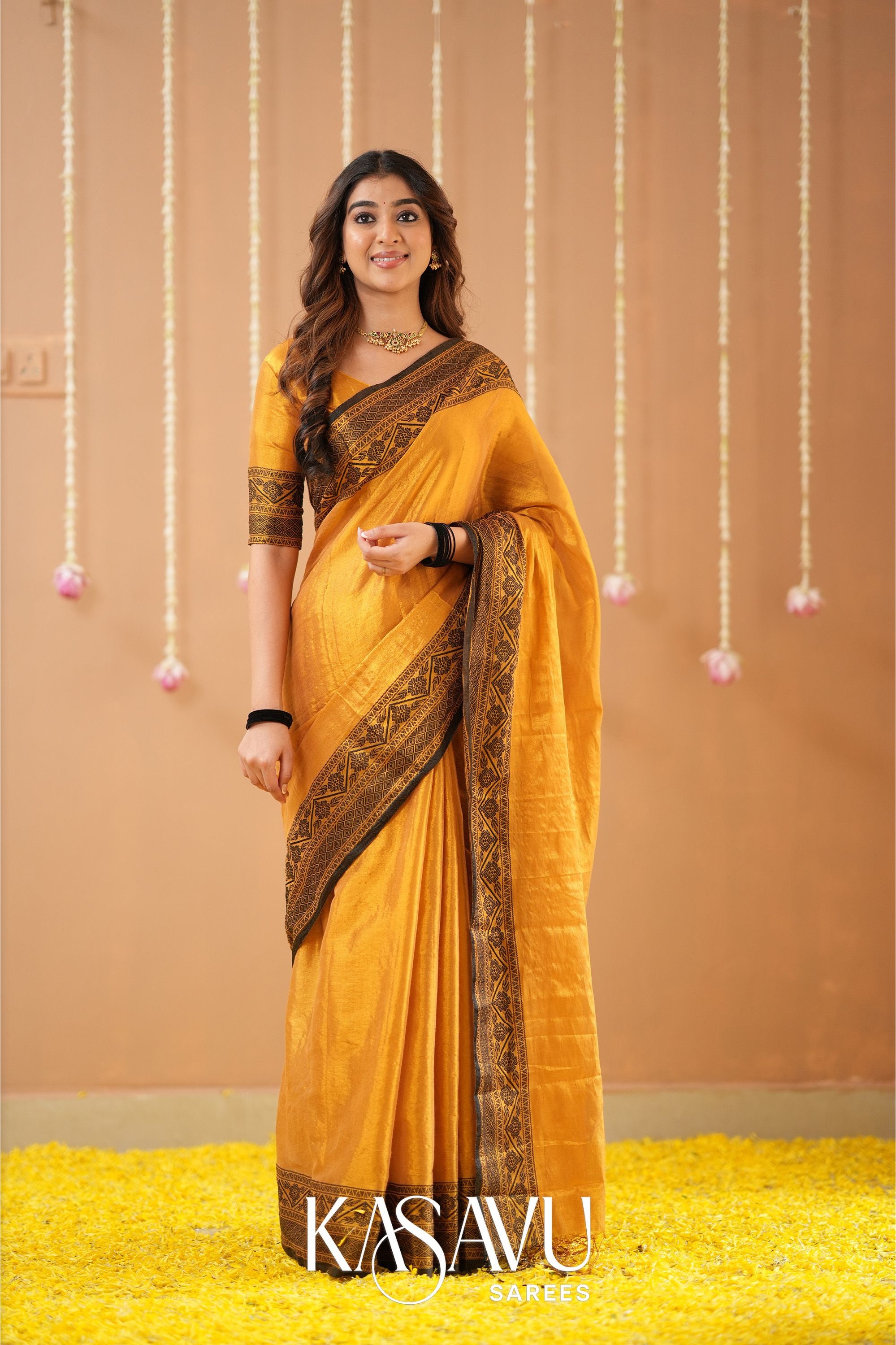 Kasavu Yellow Tissue Cotten Saree