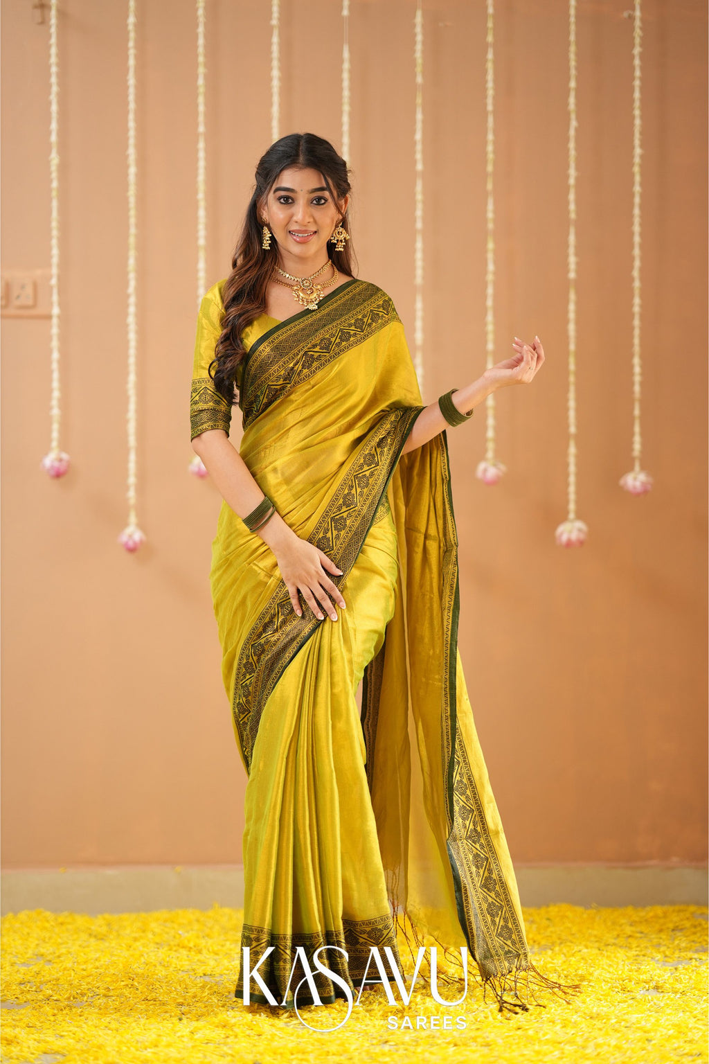 Kasavu Yellow Tissue Cotten Saree