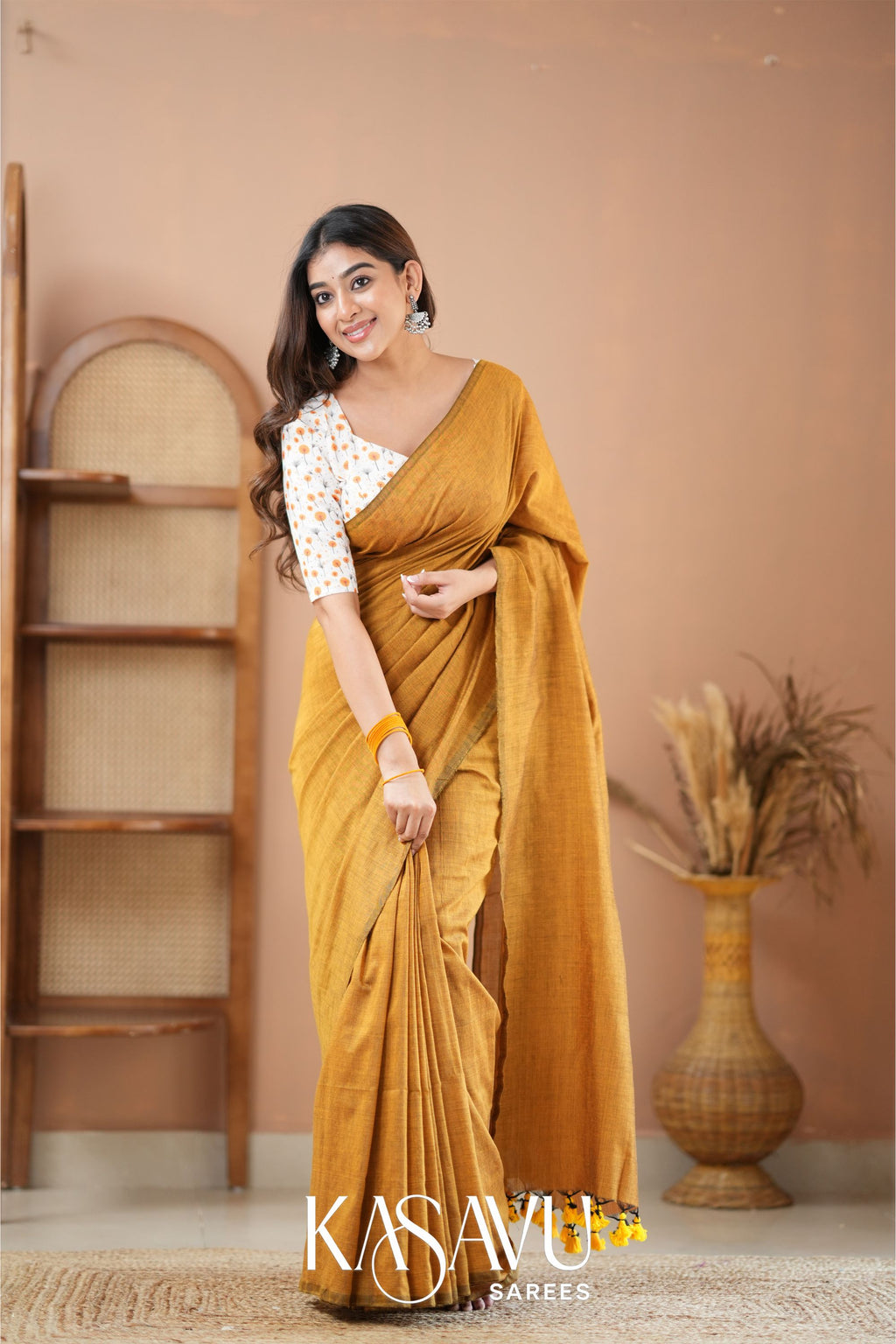 Kasavu Mustrad Powerloom Cotton Saree
