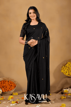 Kasavu Black Gini Cotton Saree