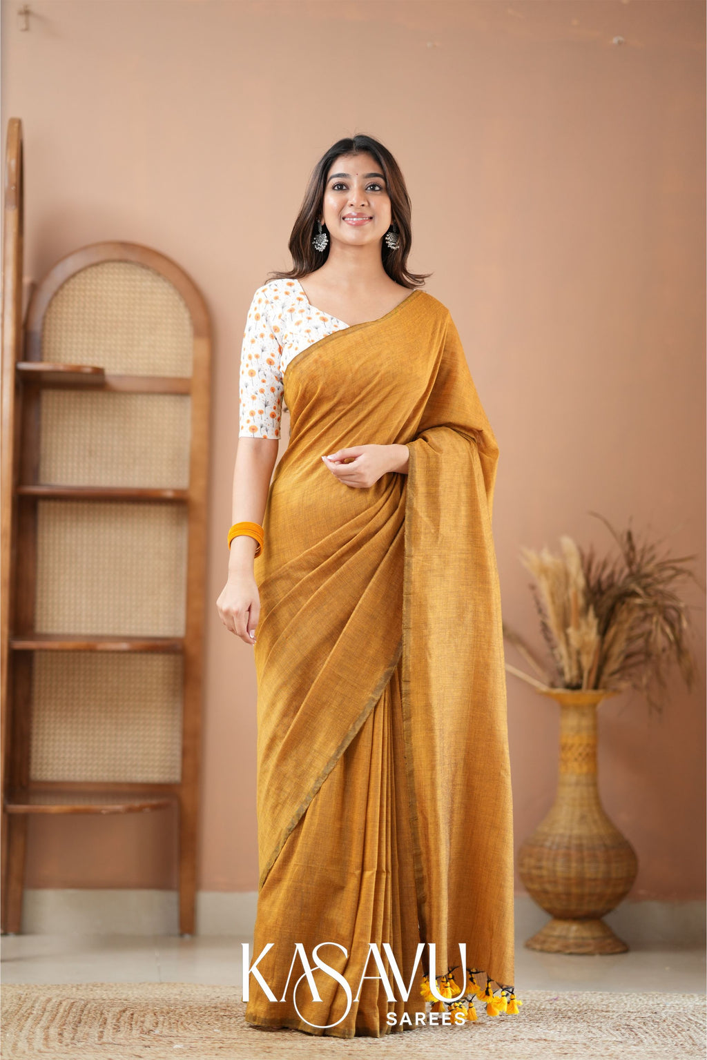 Kasavu Mustrad Powerloom Cotton Saree