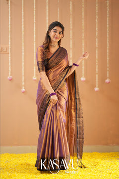 Kasavu Copper Tissue Cotten Saree