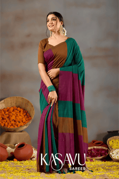 Kasavu Multi Khadi Cotton Saree